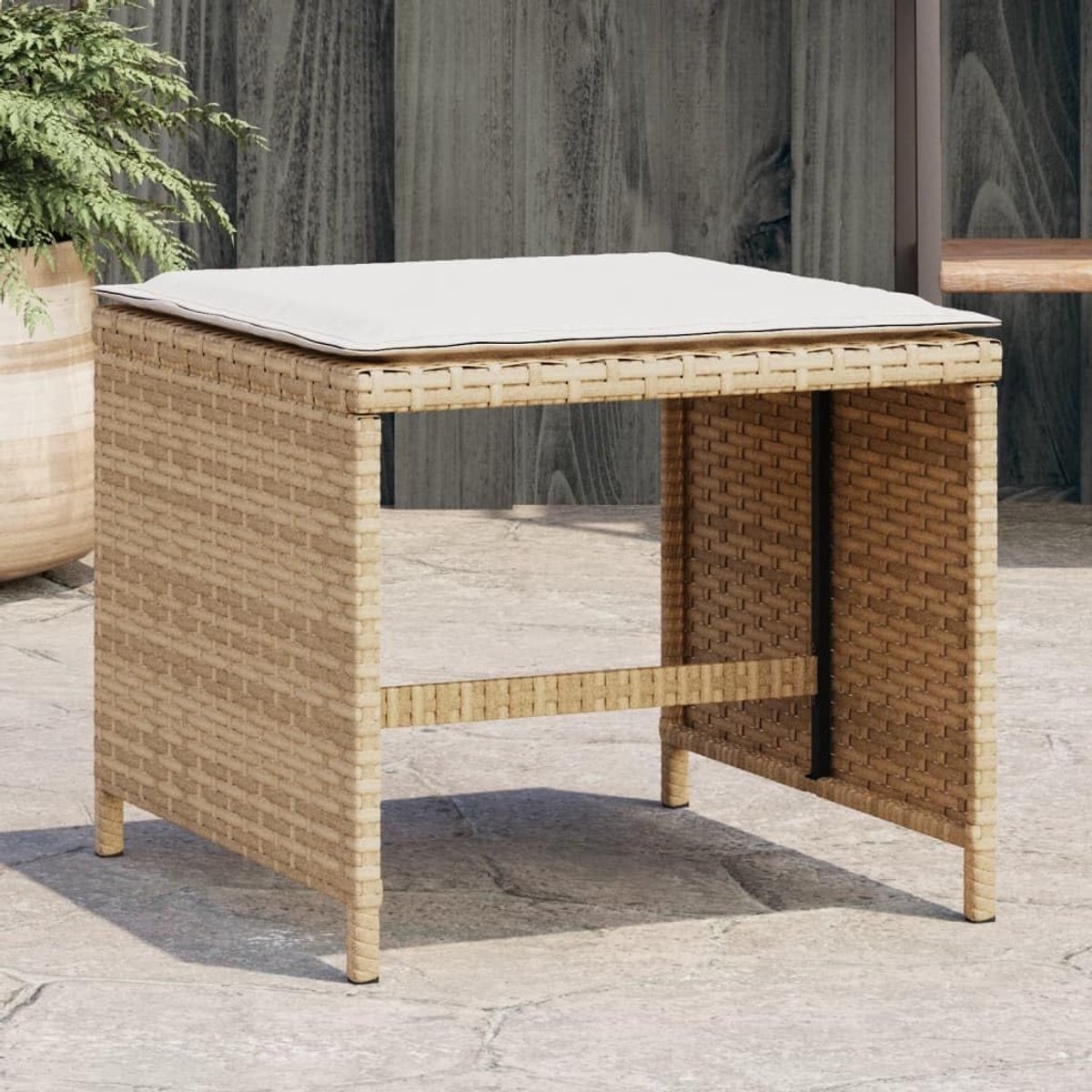 Tuinkrukken Set - Buitenmeubels Kruk - Ontspannen Buiten - Afneembare Kussens - 40x40x35 cm - Beige