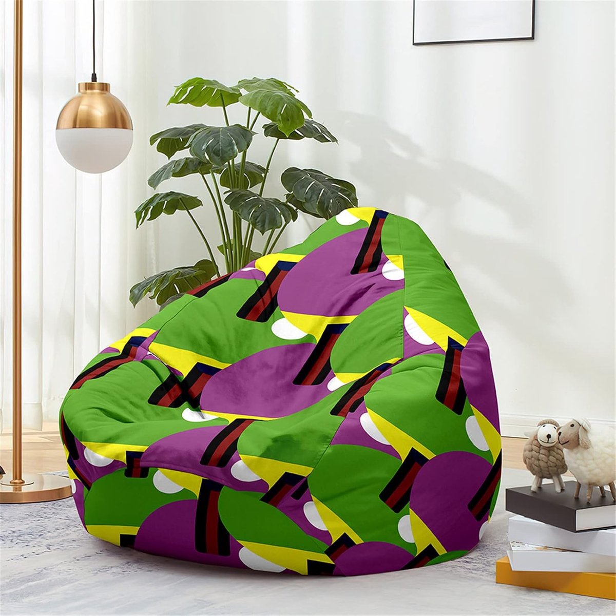 Zitzakhoes Zonder Vulling - Opbergzak Stoel - Speelgoed Opbergen - Zacht Katoen Linnen - 90x110cm - Paars
