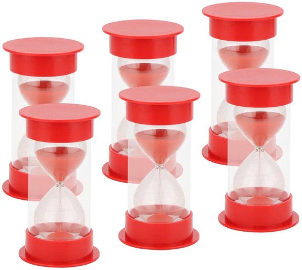 Decoratief rode zandloper met 5-minuut-timer, 12 cm