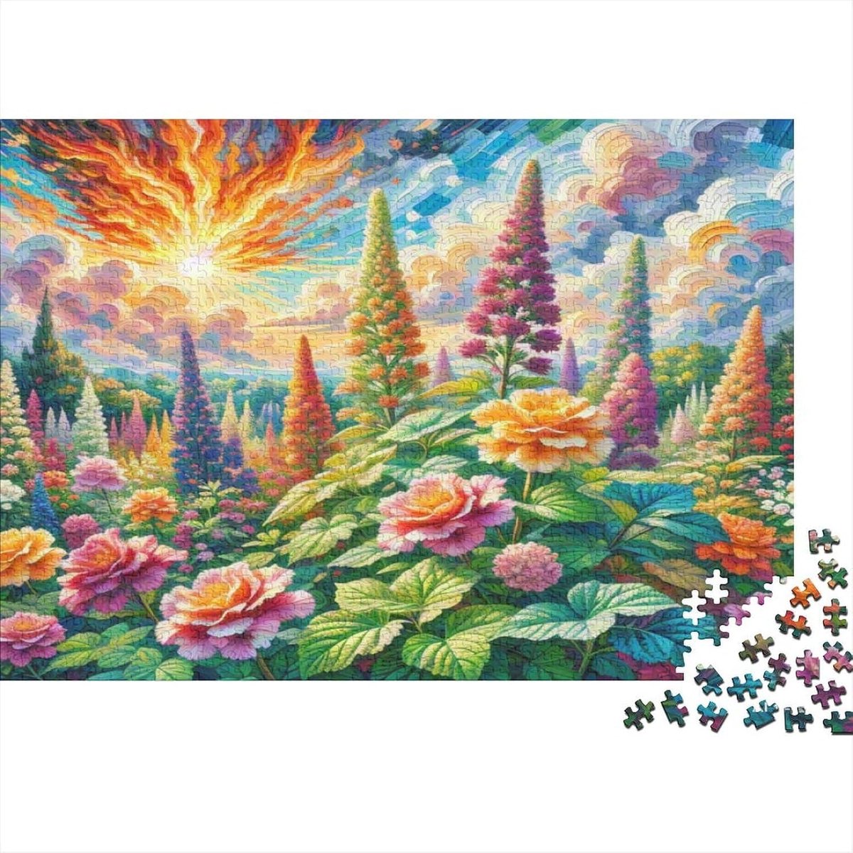 Bloemenpuzzel - Legpuzzel - Ontspanning - Gerecycled karton - 1000 stukjes - Wildflower