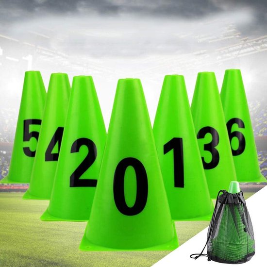 Voetbaltrainingskegels - Markeerschijven - Sport Training - Genummerd Ontwerp - 10 Stuks - Heldergroen — afbeelding 5