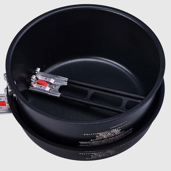 Camping Kookset - Kampeerpan Kookpan - Buiten Koken - Afneembare Handgreep - 2L en 1.2L - Zwart — afbeelding 3