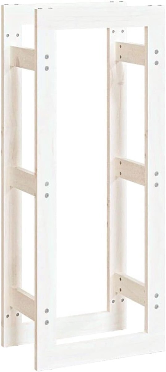 Haardhoutrek - Houtopslag Rek - Open Haard Warmte - Massief Grenenhout - 41x25x100 cm - Wit