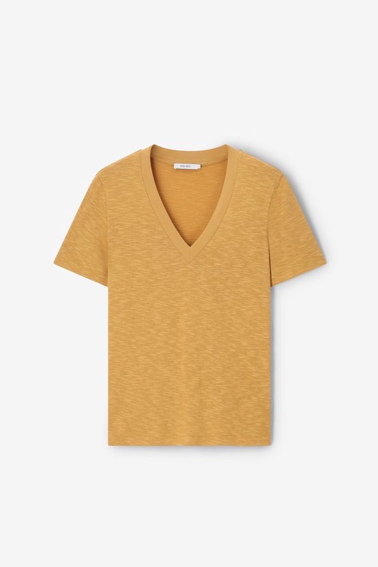 Donkergeel V-hals T-shirt