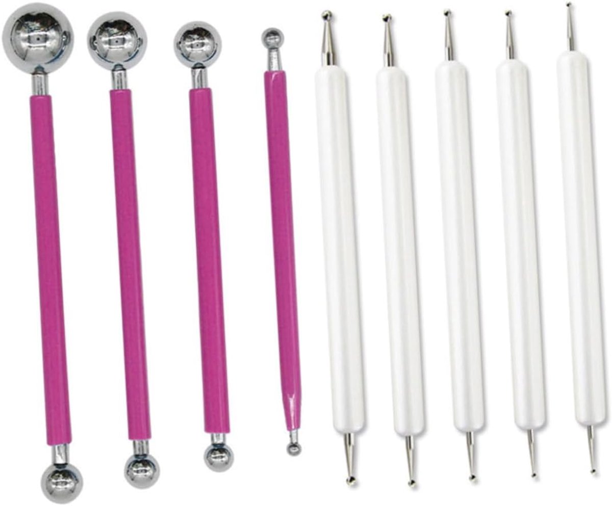 Nagel Gereedschap Set - Klei Hulpmiddelen - Keramiek Modelleren - Dubbelzijdige Punten - 9 Delig - Roze Wit
