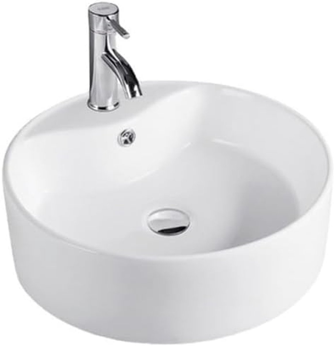 Keramische Wastafel - Opzetkom - Badkamer Completeren - Hoge Temperatuur Behandeld - 46x46x15.5 cm - Wit