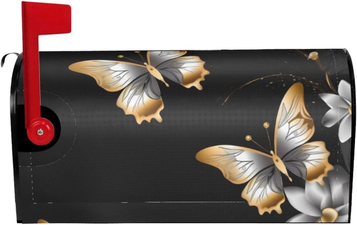 Brievenbusomslag Decoratie - Postvak Cover - Huis Versieren - Waterdicht Oxford Doek - 21 x 18 Inch - Goud Wit Zwart