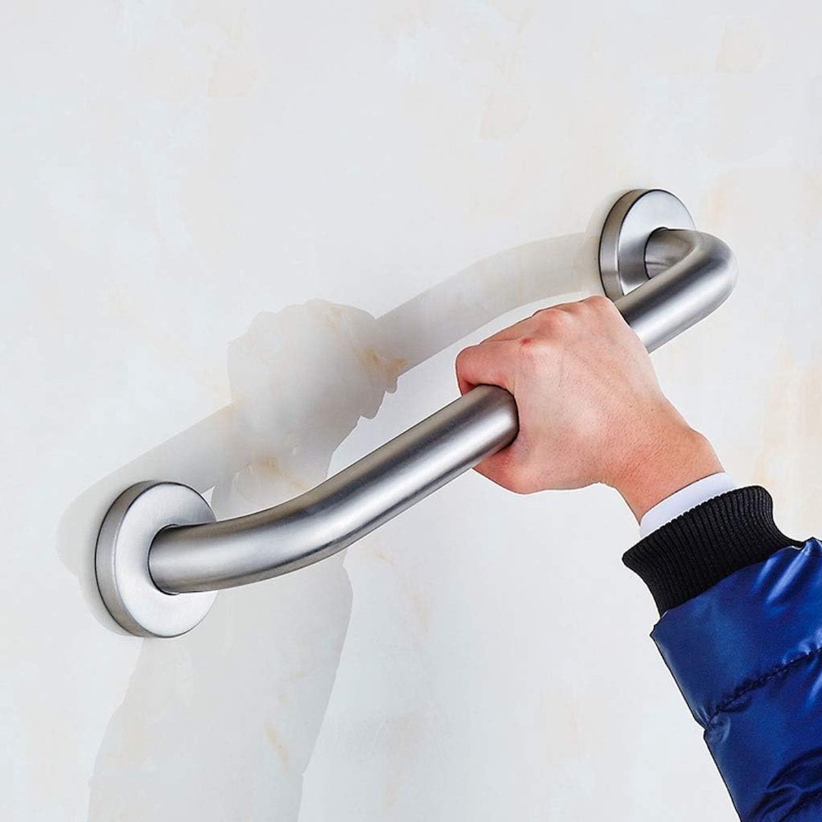 Badkamergreep Veiligheidssteunrail - Douche handgreep - Extra steun bieden - Ruimtebesparend ontwerp - Tot 39 cm - Geborsteld nikkel
