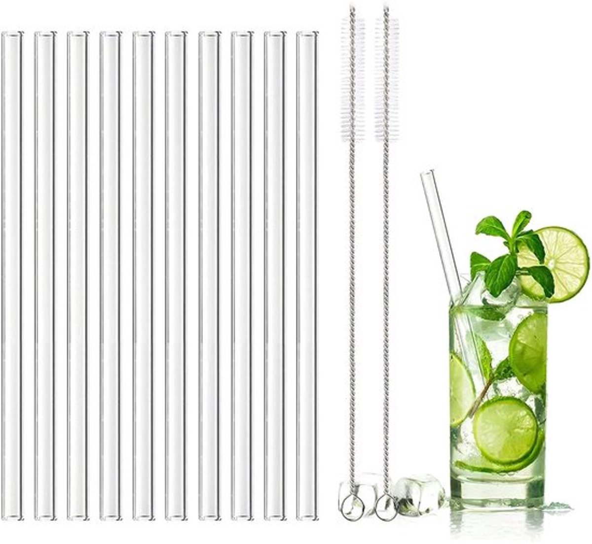 Herbruikbare glasrietjes Dailygoody - Duurzaam, 20 cm