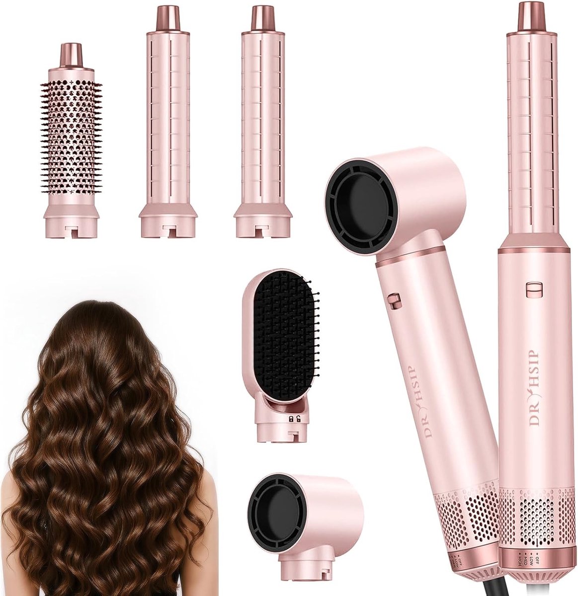 Haardrogerborstel - Lichtgewicht - 5-in-1 Stylingset - Temperatuurinstellingen - Voor Vrouwen