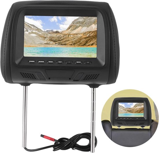 Hoofdsteun Monitor - Auto Entertainment - Reis Vermaak - HD Breedbeeld - 7 Inch Scherm - Zwart — afbeelding 4
