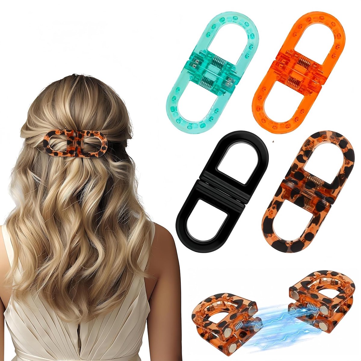 Haarclips - set van 4 -Haarclips Magnetic 4-in-1 Set - Antislip Haarklemmen - 2-in-1 Naadloos Ontwerp - Voor Dik en Fijn Haar - Sterke Grip - Dagelijks Gebruik - Accessoire voor Vrouwen