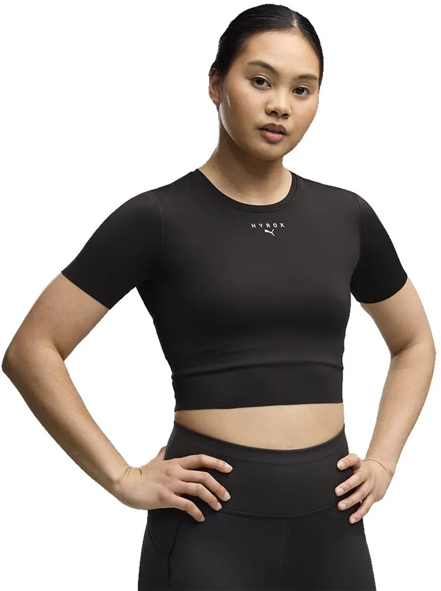 Puma X Hyrox Pwrmode Cropped T-shirt Met Korte Mouwen Vrouw Zwart