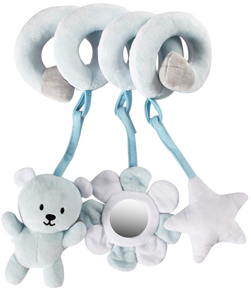 COOAU - Boxspiraal Baby Speelgoed - Pluchen Knuffel met Rammelaar voor Kinderwagen, Autostoel & Buggy - Sensorisch Speelgoed voor Baby's van 0-6 Maanden - Unisex - Zacht & Veilig - Grijze olifant