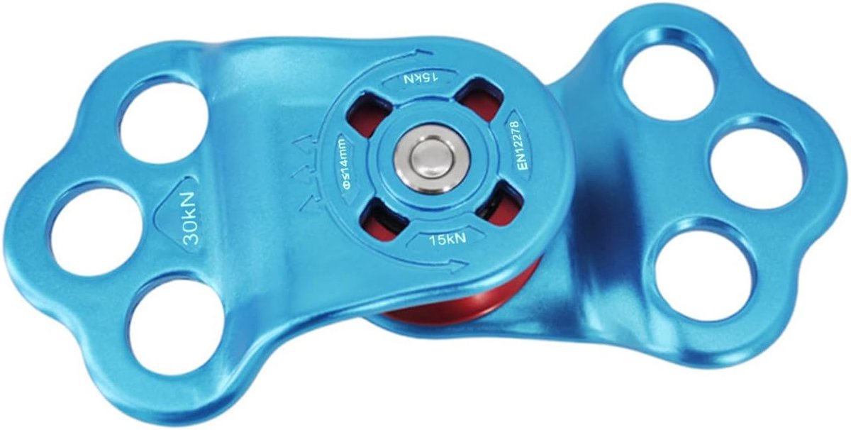 Touwblok Zwaar - Klimblok Rigging - Touw Verplaatsen - 30KN Capaciteit - Tot 14mm Touw - Blauw