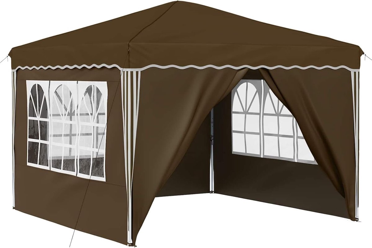 Pop-up Partytent - Vouwpaviljoen Feesttent - Buitenfeesten Organiseren - Waterdichte Oxford-stof - 288 x 288 x 245 cm - Taupe