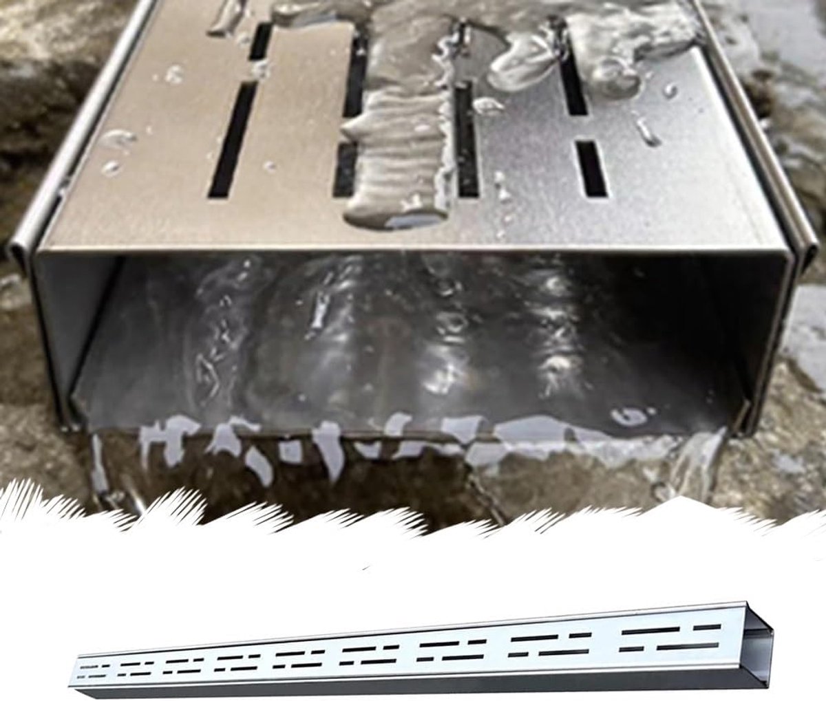 Afvoergootset - Drainagesysteem Vloergoot - Overtollig Water Afvoeren - Roestvrij Staal 304 - 100cm - Zilver