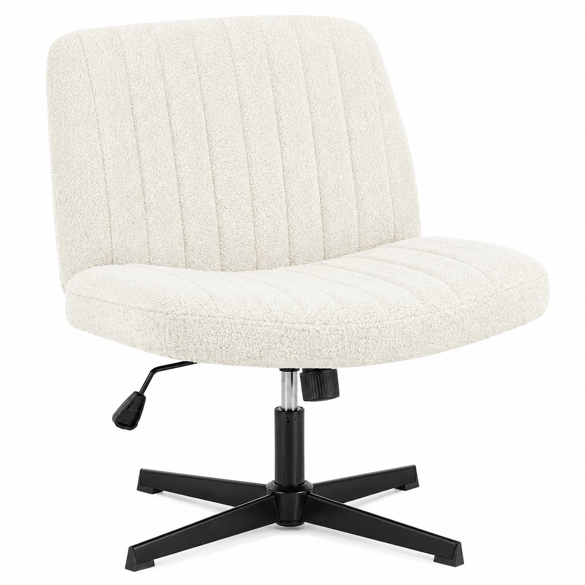 ITRONIQ Bureaustoel Zonder Armleuningen - Ergonomische Draaistoel - Verstelbare Hoogte - Kantelbaar - Teddy Bouclé - Crème Creme