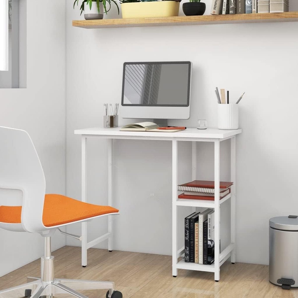 Computerbureau - Bureau Thuis - Werkruimte Creëren - Stabiel Metalen Frame - 80 x 40 x 72 cm - Wit