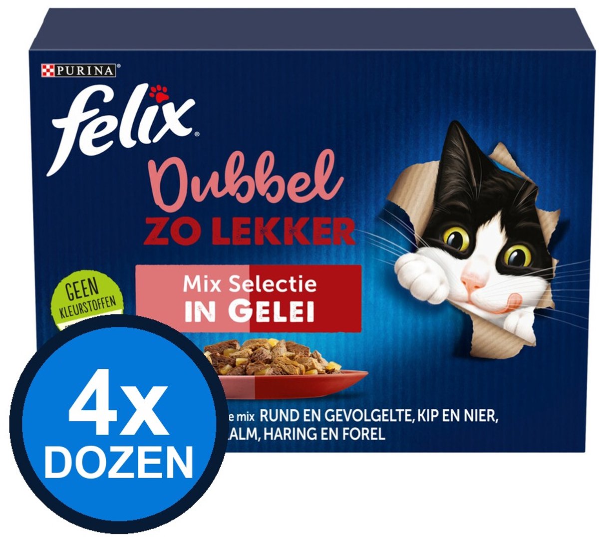 Felix Felix - Dubbel Zo Lekker Mix Selectie in Gelei - Kattenvoer Natvoer - doos 12x85g