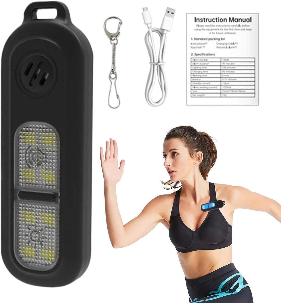 Persoonlijk Alarm - Veiligheidssleutelhanger - Zelfverdediging - 130dB Sirene - 7.8x2.54x1.8cm - Zwart