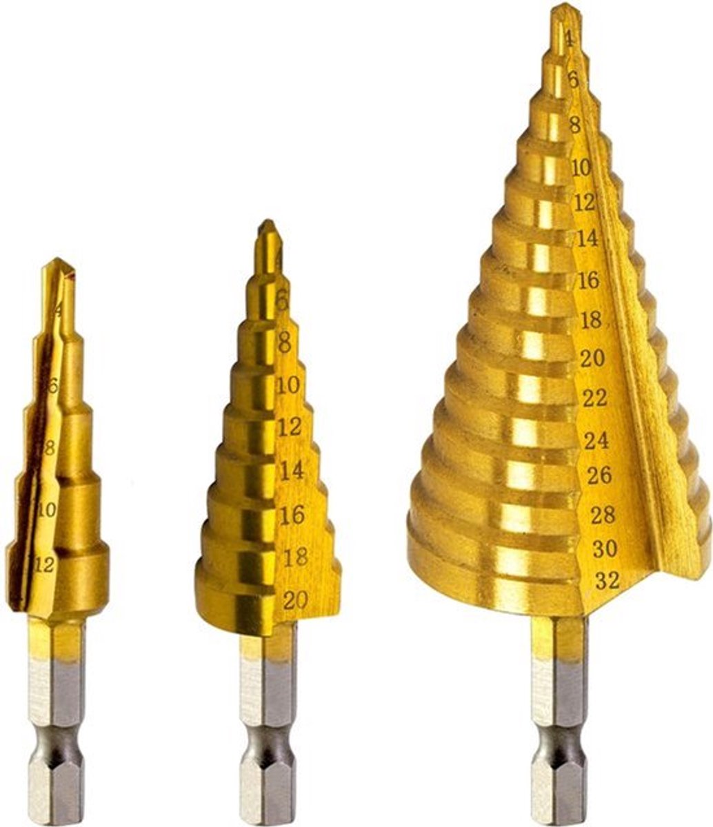 3-stukken step drillset 4-12 cobalt titanium