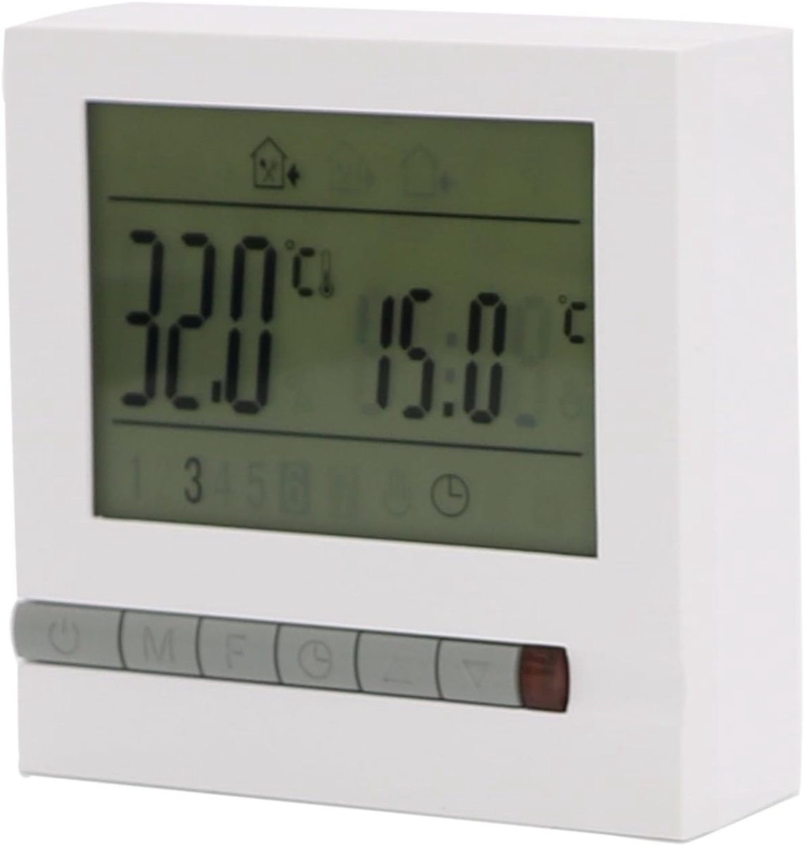 Programmeerbare Thermostaattemperatuurregelaar - Ketelregelaar Automatische Aanpassing - Verwarming Regelen - 5+2 Wekelijks Programma - 86 x 86 x 30 mm
