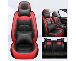 Autostoelhoes Universeel - Stoelbekleding Auto - Interieur Beschermen - PU Leer Materiaal - 5 Zits Set - Zwart Rood