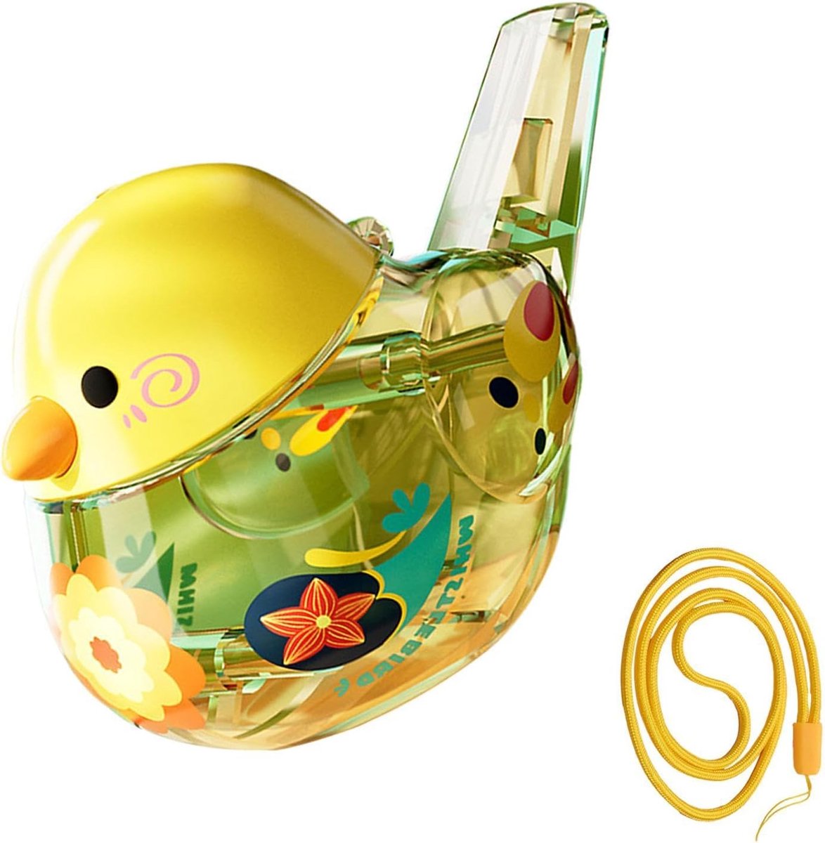 Vogel Water Fluitje - Roepfluit Fonetische - Natuur Educatie - Realistische Vogelroepen - 12 x 65 cm - Geel
