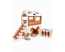 QORVANE Konijnenhuis XXL 70x45x65cm Konijnenhok Hooiruif Oranje