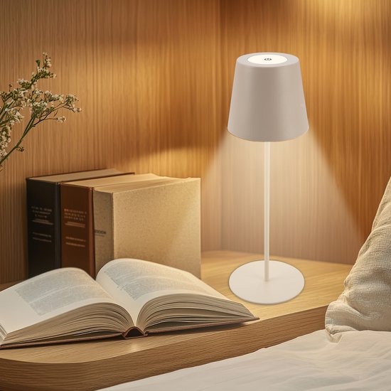 BRILONER - Lampe de table rechargeable - lampe sans fil - avec réglage tactile dimmable - pour intérieur et extérieur - hauteur réglable - 36 cm x 10,5 cm - beige
