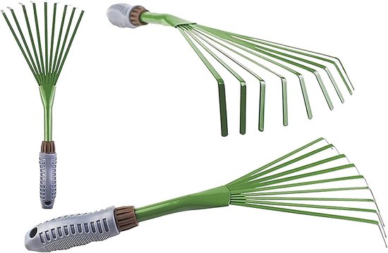 Tuinhark - Bladhark 9 tanden - Gras en bladeren harken - Ergonomische handgreep - 16x39 cm - Zwart — afbeelding 4