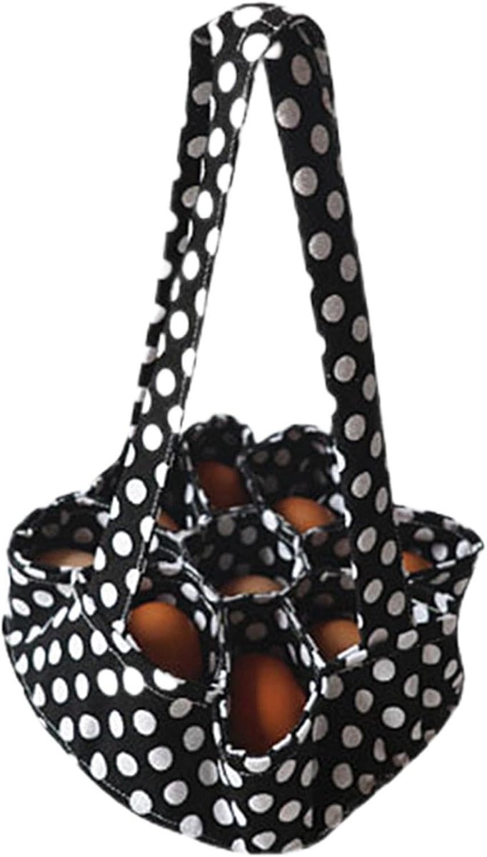 Ei verzamel mand Eierhouder tas Eieren transporteren Verdikt viltkussen 23x22cm Zwart