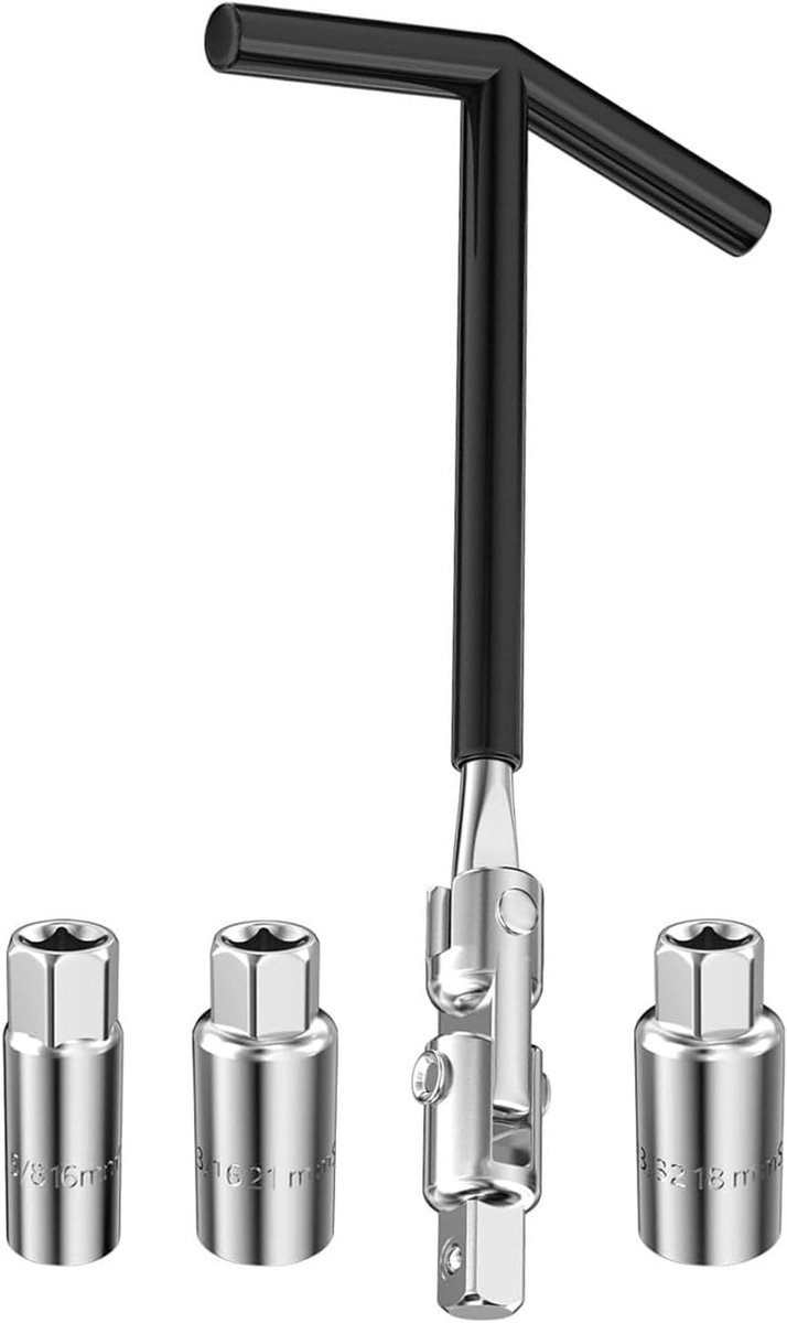 Bougiesleutel T-Handvat - Steeksleutelset Motoronderhoud - Auto Onderhoud - Scharniervoordeel Brede Techniek - 26.5 cm Lengte - Enkel Kenmerk