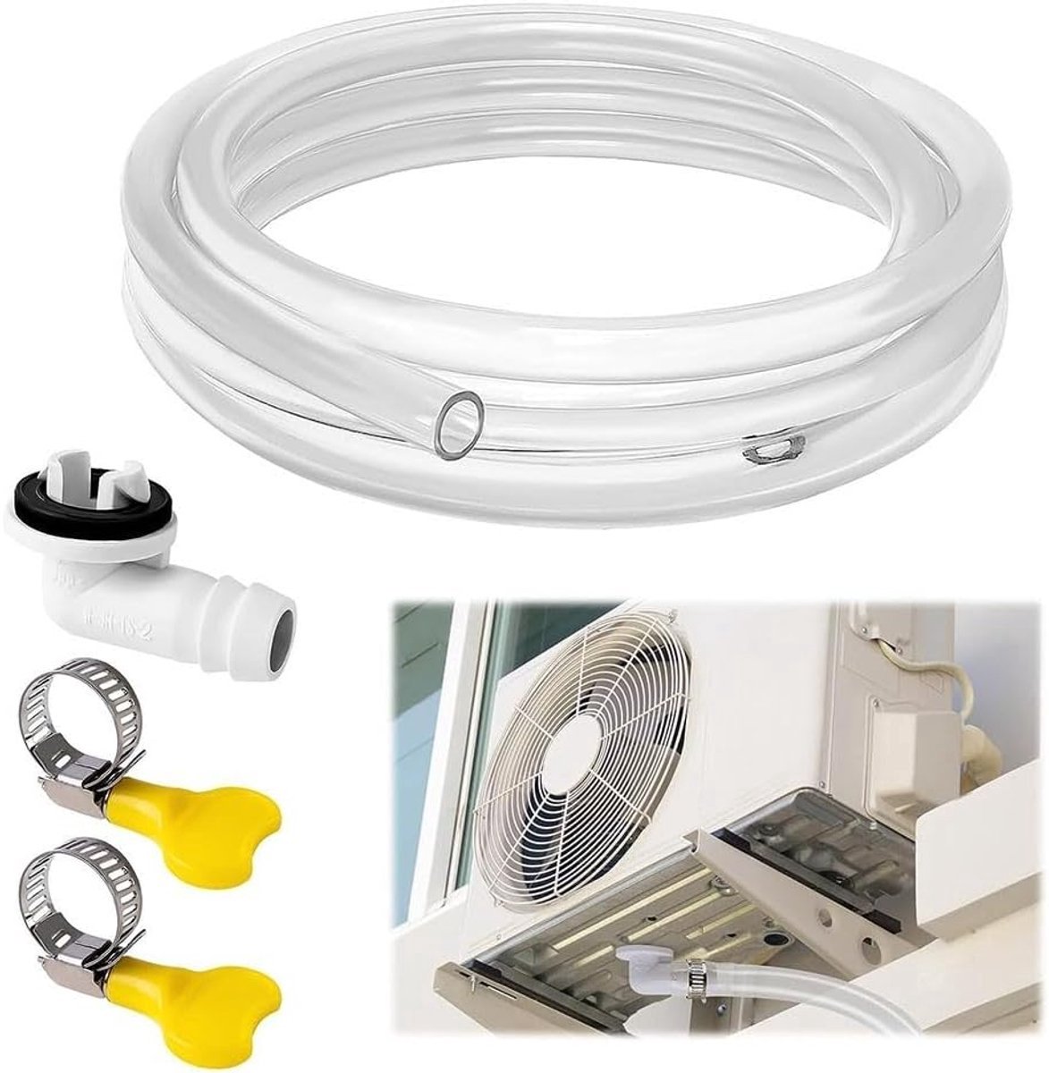 Afvoerslang Airco - Condenswater slang - Water afvoeren - Inclusief connector klemmen - 91 cm lengte - Transparant thumbnail 4