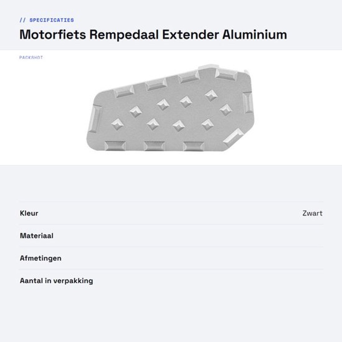 Vt products - Motorfiets Rempedaal Extender - Aluminium Pedaal Uitbreiding - Veilig