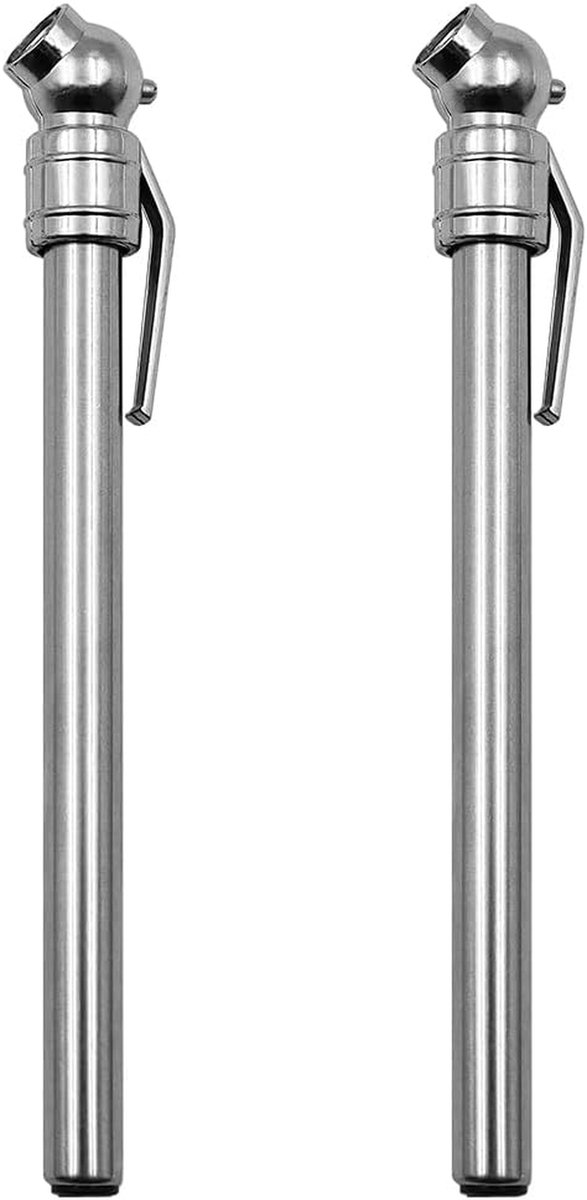 Bandenspanningsmeter Potlood - Luchtdrukmeter Set - Banden Controleren - Roestvrij Staal - 2 Stuks - Zilver