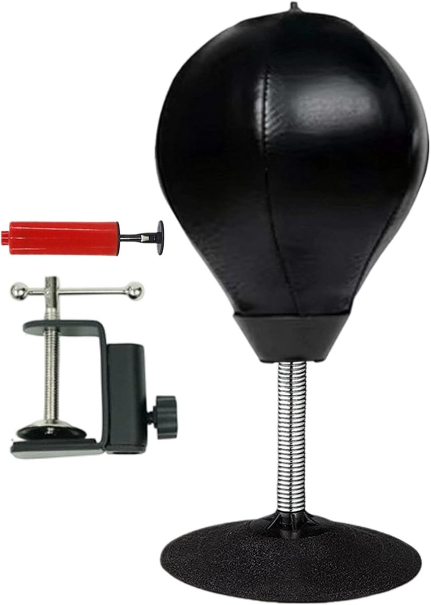 Bokszak - Bal gereedschap - Stress verlichten - Robuuste zuignap - 36 x 15 cm - Zwart