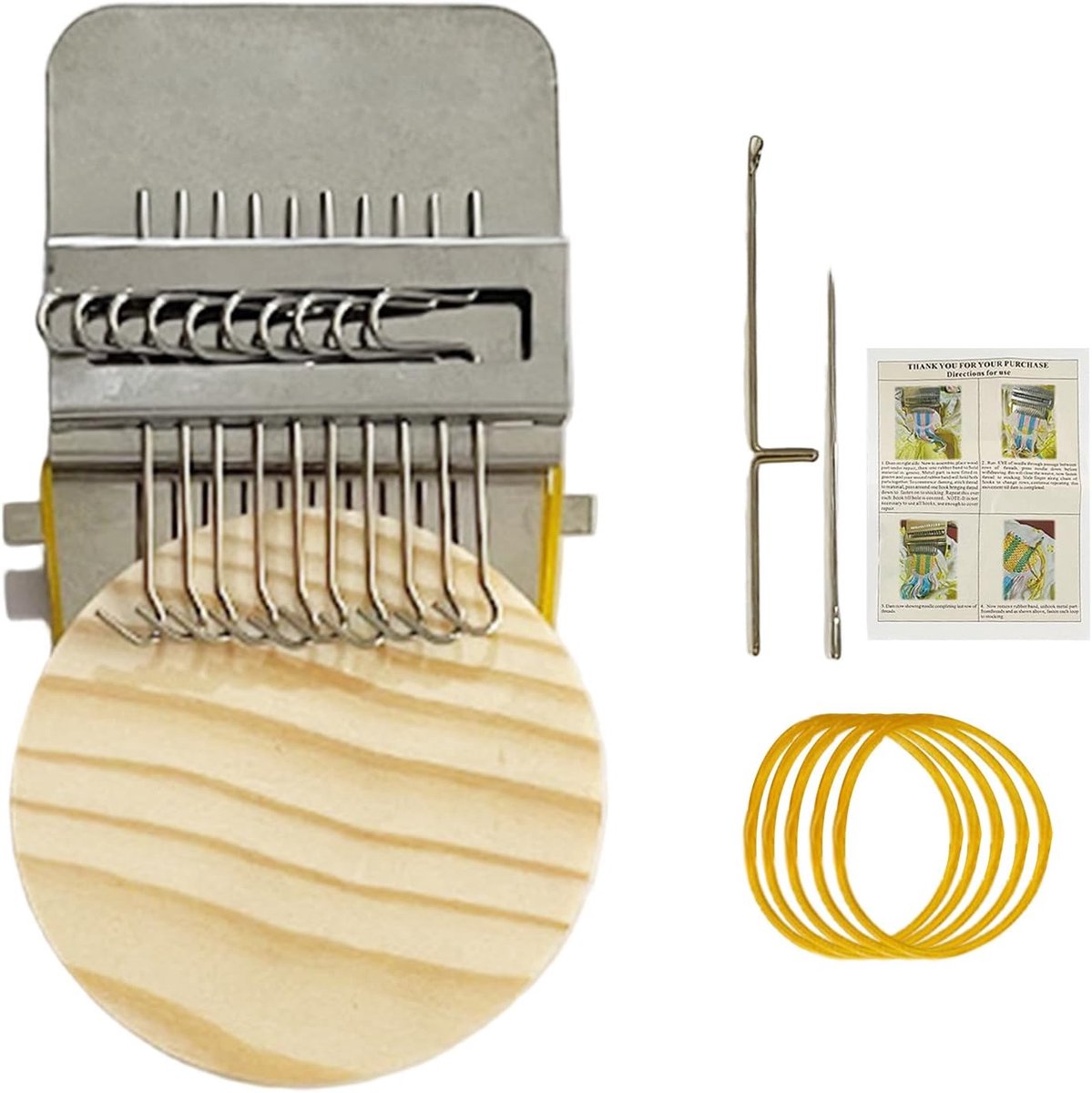 Reparatiegereedschap Gebreide Patches - Textiel Herstelset - Kleding Upcyclen - Beginnersvriendelijke Handleiding - Compact Reisformaat - Houtkleurig