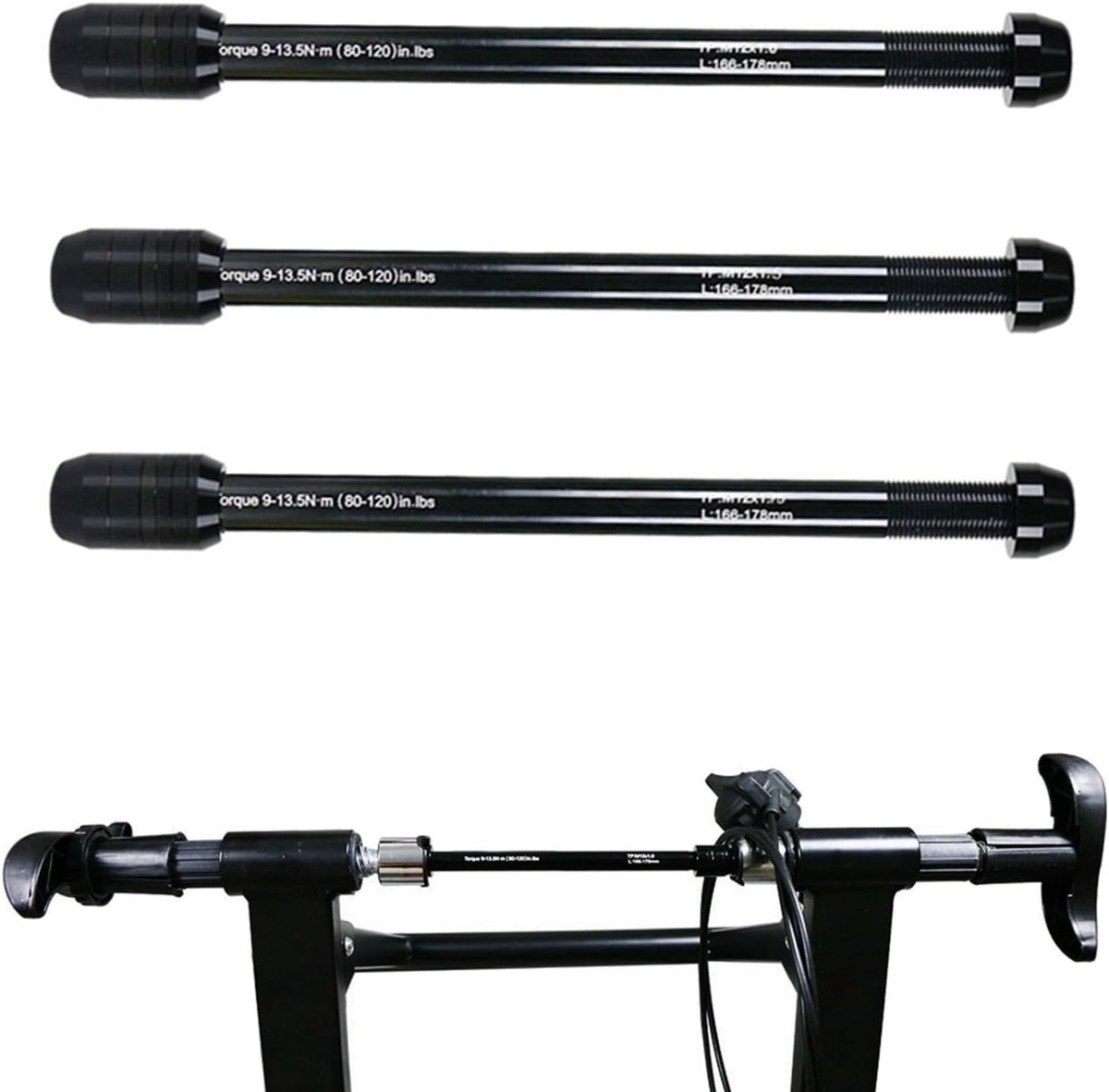 Wieltrainer steekas - Fiets trainer as - Indoor cycling - Verstelbare breedte - 12 x 142-148 mm - Zwart