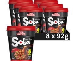 Nissin Soba Cup Noodles - Chili Wok Style Noedels - Instant Noodles - Vegan - 8 stuks