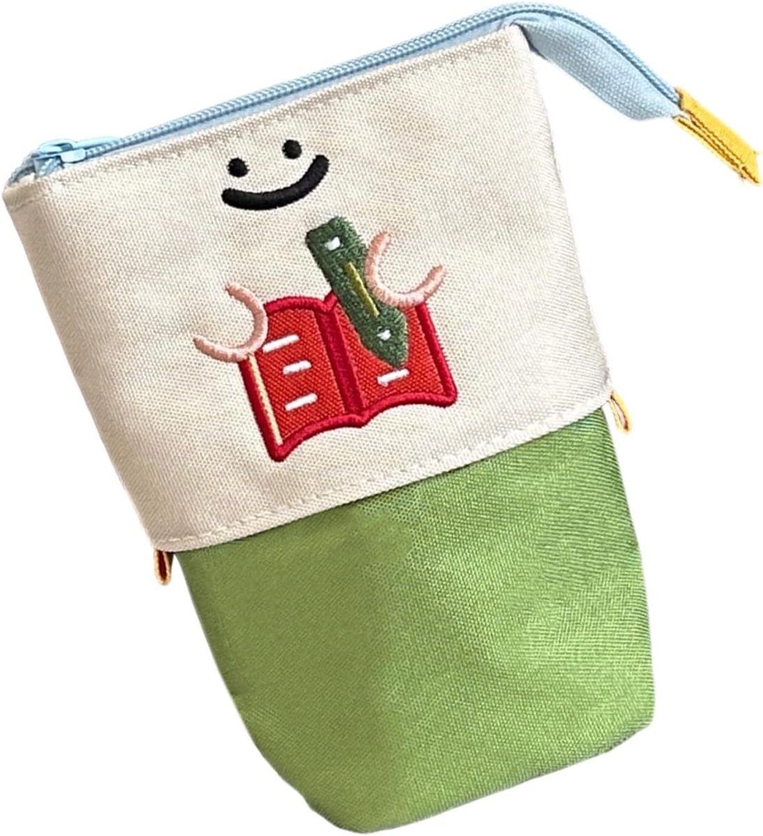 Staande Pennen Etui - Opvouwbare Ritsentas - School Thuis Reizen - Boekontwerp - 17x13 cm - Groen
