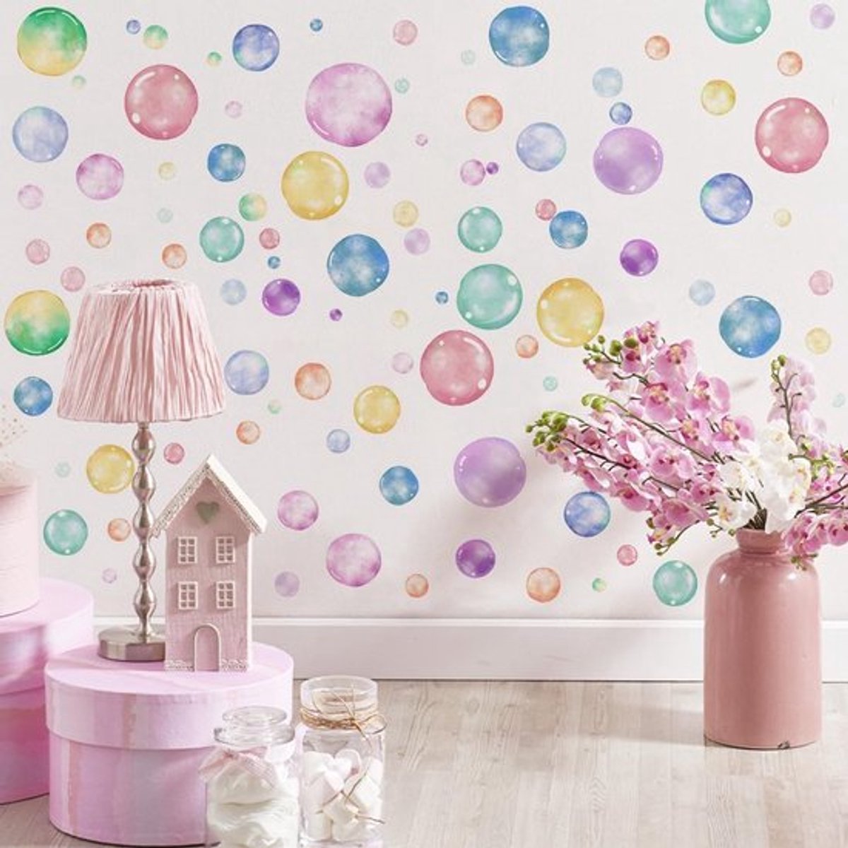 Vt products - Aquarel Bubble Muurstickers - Polka Dot Cirkel - Eenvoudig aan te