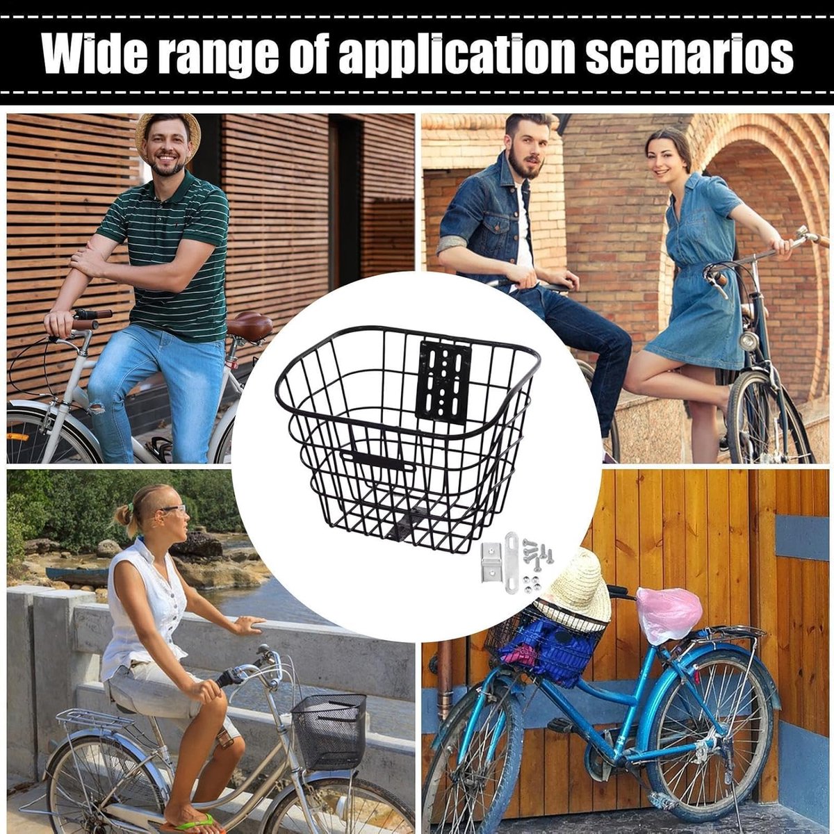 Fietsmand Stuurmand - Scooter Opbergtas - Boodschappen Vervoeren - Snelle Montage - 34 x 27 x 26 cm - Zwart
