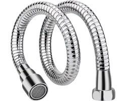 Kraanverlenger - Flexibele Kraanverlenging - met Perlator - 360 Graden Roterbare Kraan RVS Verlengslang - Universeel Opzetstuk - voor Keukenkraan en Wastafel - Waterbesparende Straalregelaar - met Adapters - Zilver