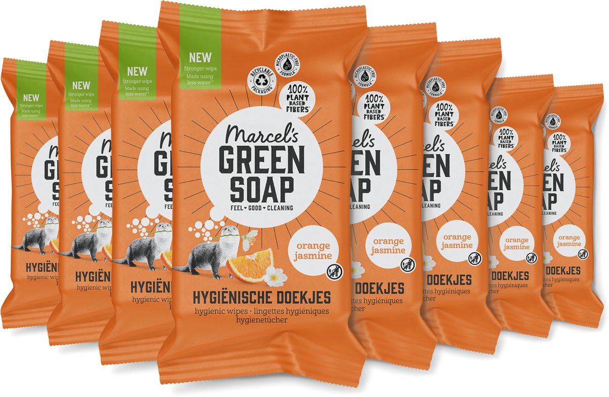 Marcel's Green Soap Hygiënische schoonmaakdoekjes - Sinaasappel & Jasmijn - 8 x 60 stuks