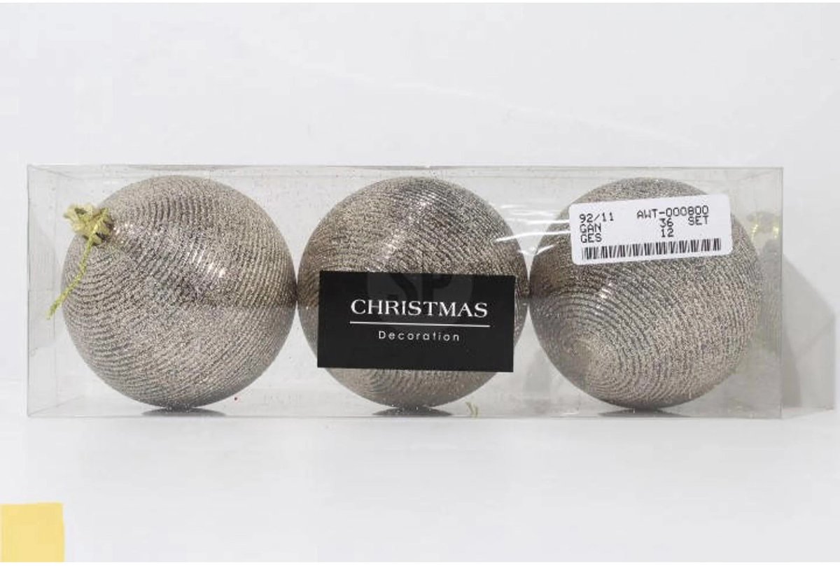 Kerstbal polystyreen goud - 3 stuks (ø8 cm)
