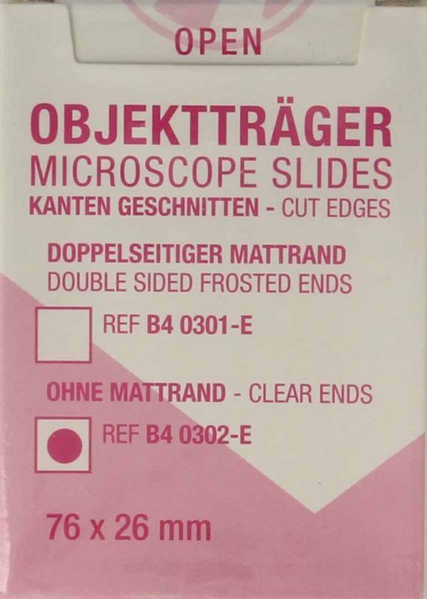 Objectglaasjes zonder matrand - 76 x 26mm - per 50 stuks - voor de Microscoop