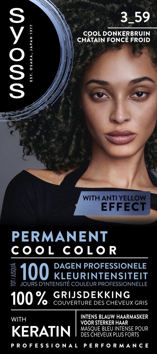 SYOSS Permanent Coloration 3-59 - Haarverf - Permanente Haarkleuring - Cool Donkerbruin – Grijsdekking – Vermindert Haarbreuk - 1 Stuk