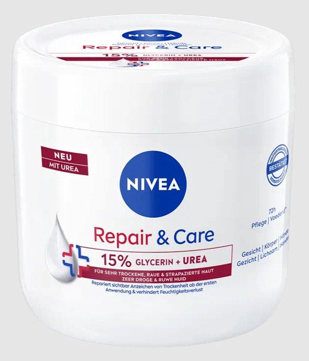 NIVEA Repair & Care Ureum Bodycrème - 15% Glycerine + UREA + Vitamine B5 - Barrière Crème voor Zeer Droge en Gebarsten Huid - 400 ml